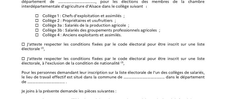 Elections des membres de la chambre interdépartementale d'agriculture d'Alsace 